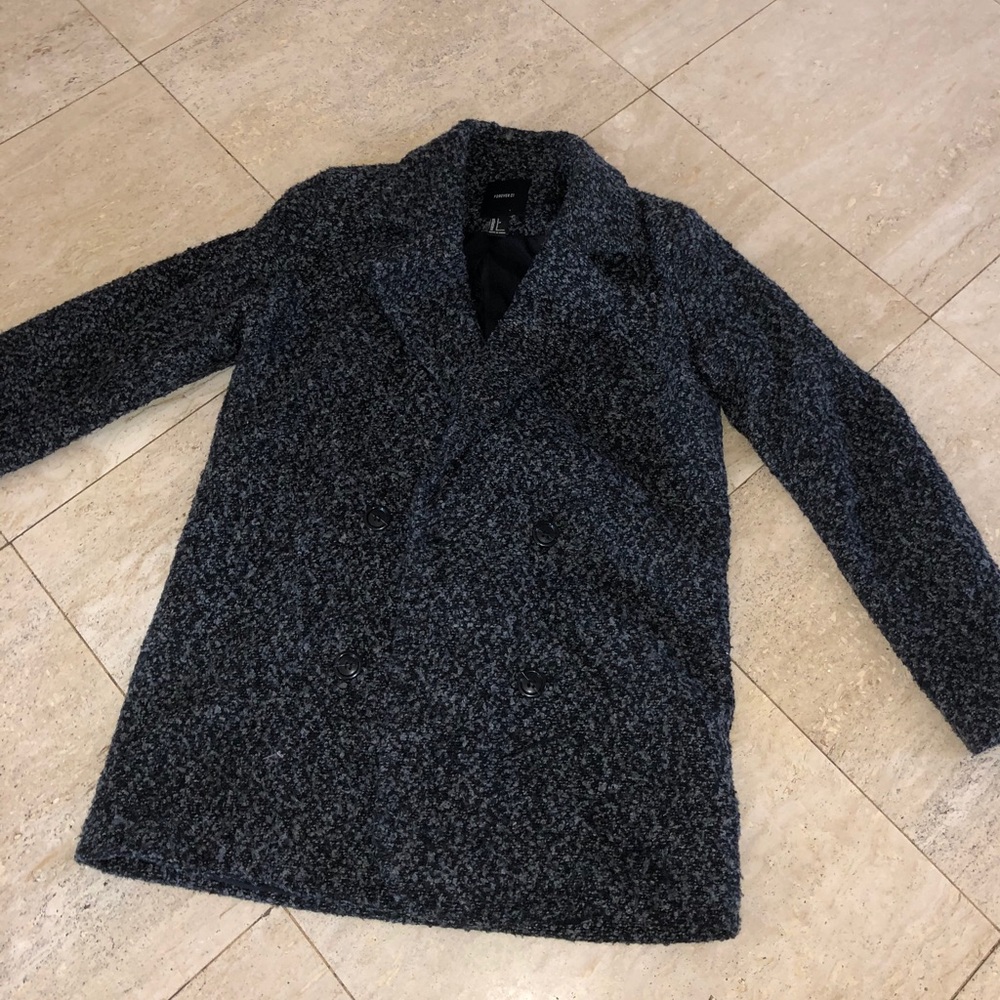 Chenille Structured Grey Coat Sz Small - Picture 2 of 8